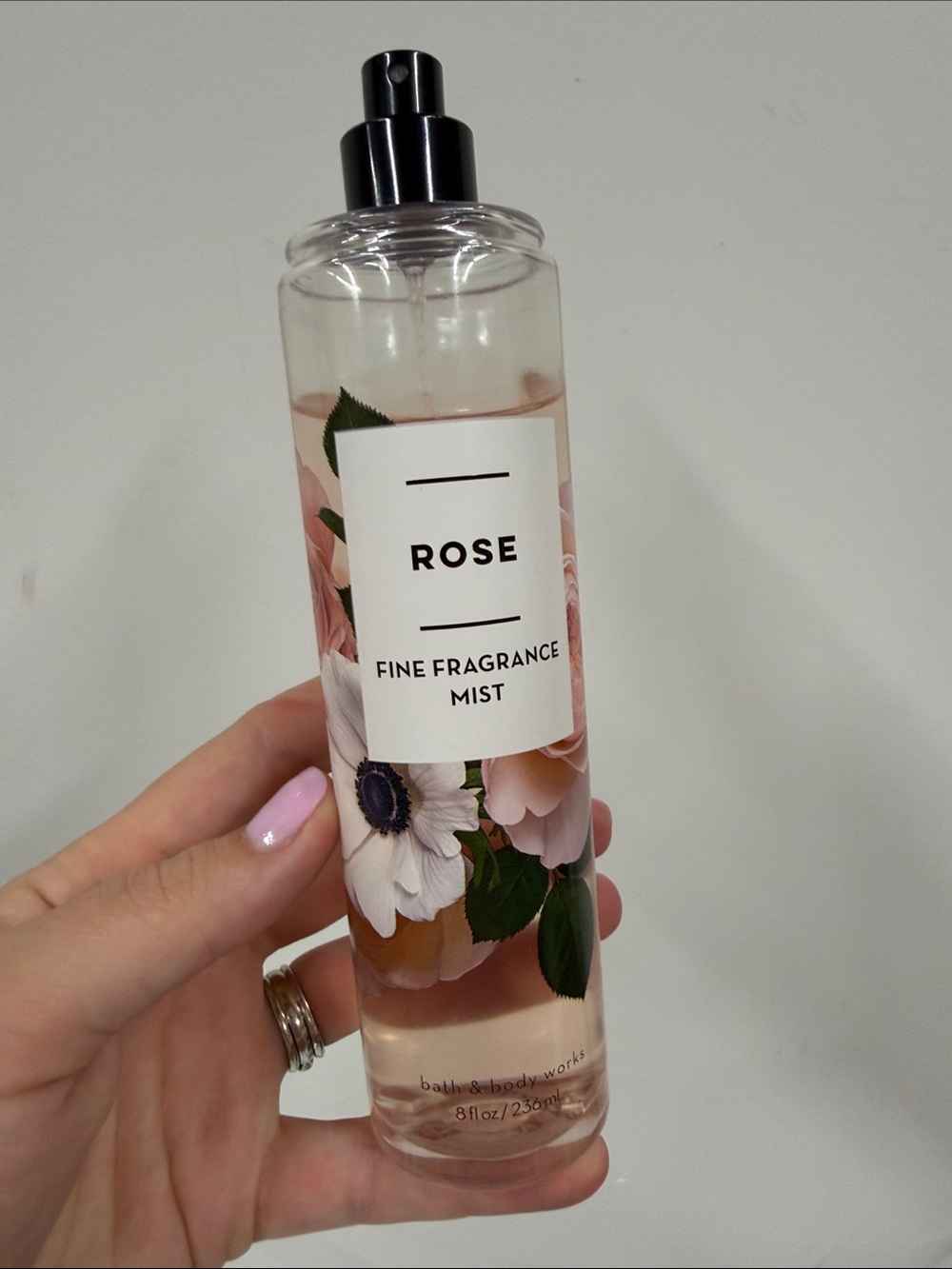 Bath & Body Works Rose Fine Fragrance Mist — Pink & Green Floral Bottle
